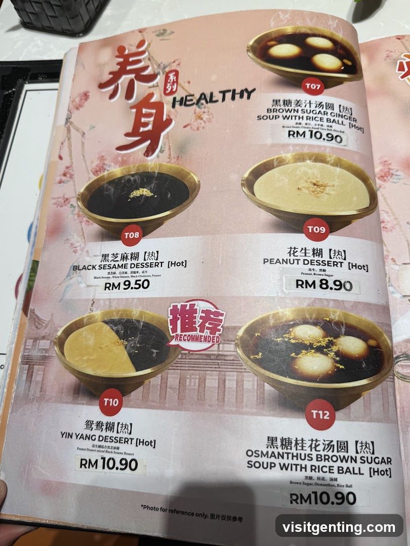 Healthy Desserts Menu