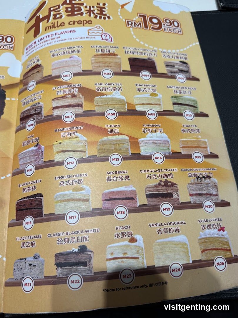 Mille Crêpe Menu