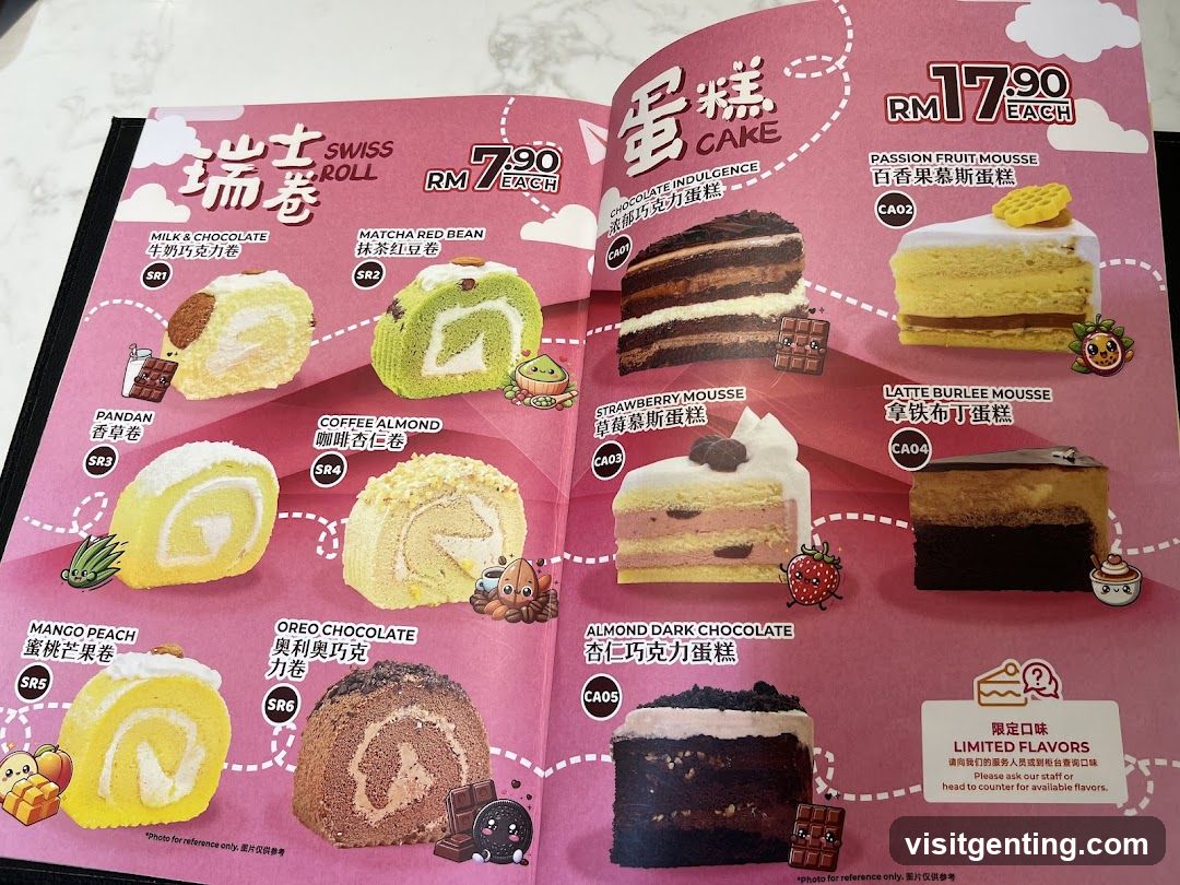 Swiss Roll and Cake Menu