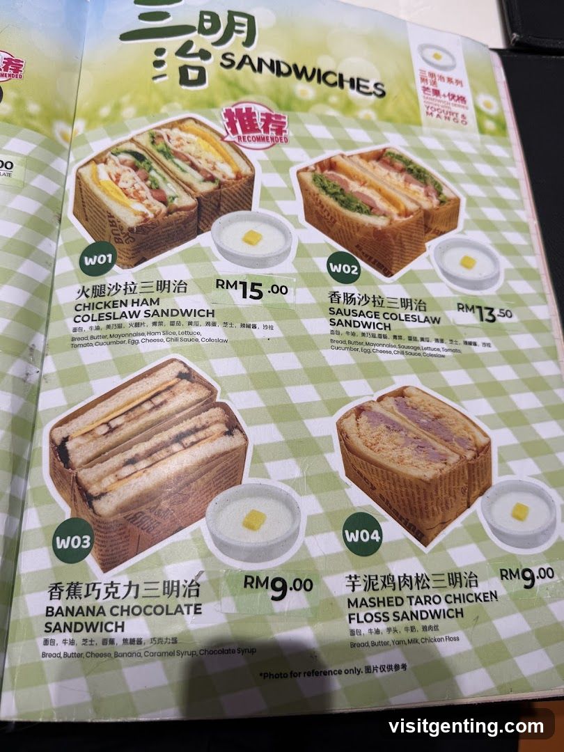 Sandwiches Menu
