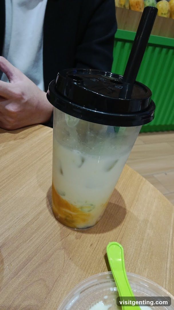 Boba tea drink at counter