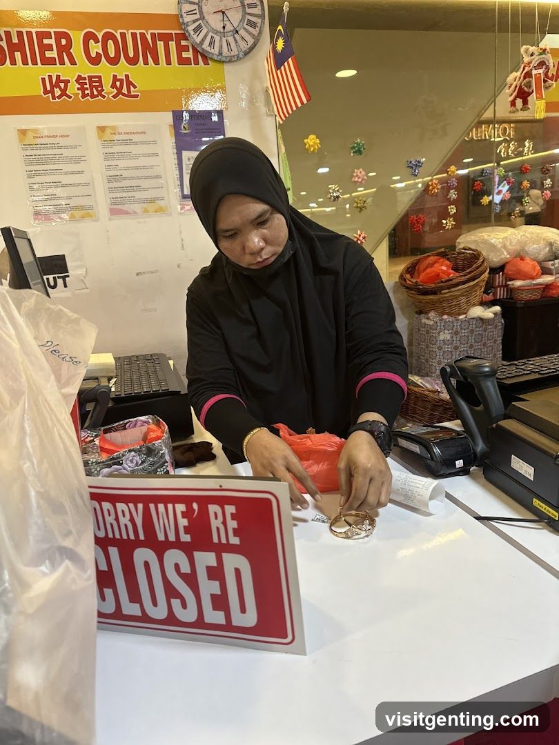 Cashier at counter
