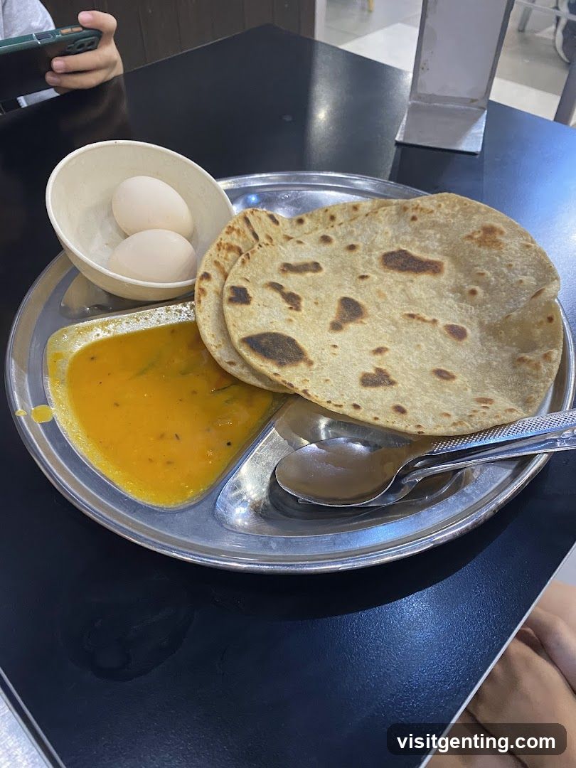Food served on metal tray