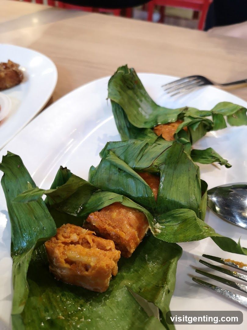 Food served on banana leaves