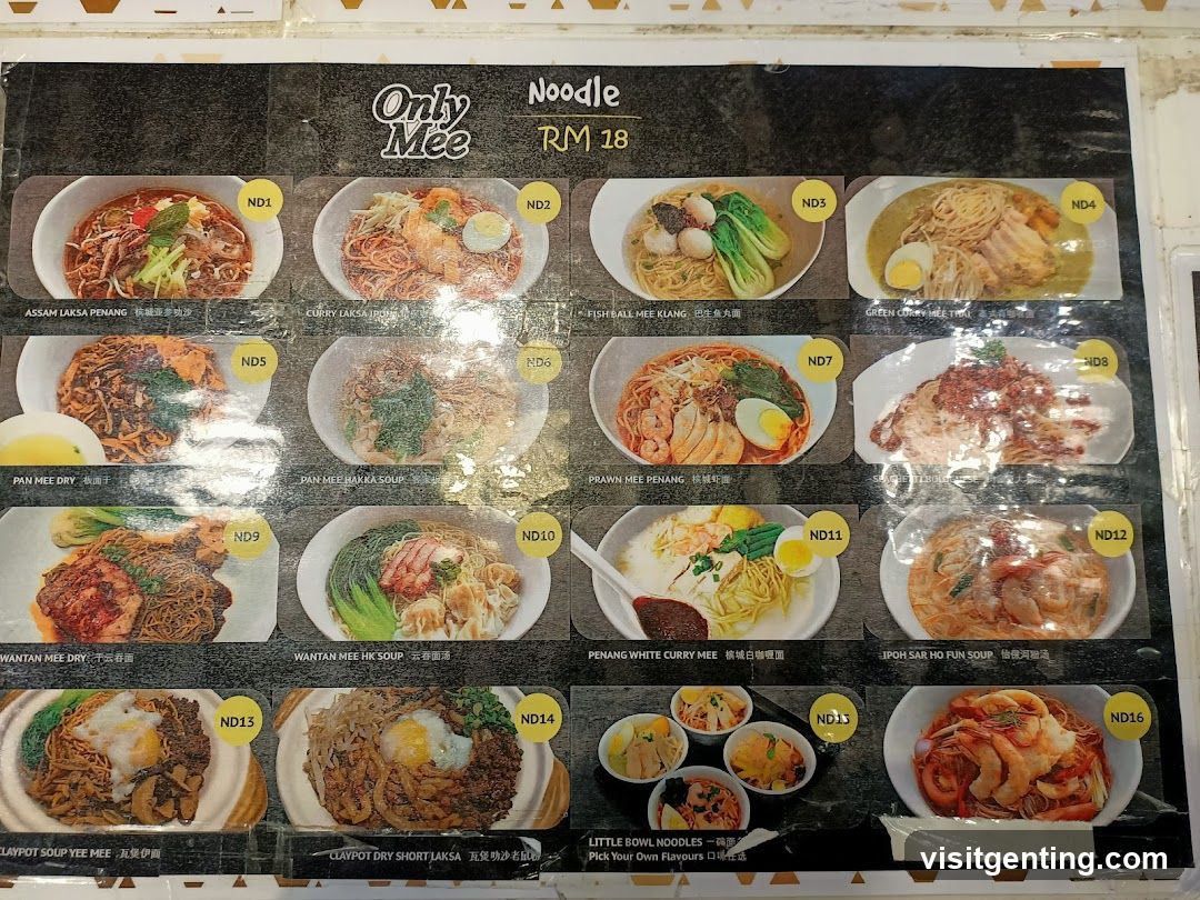 Only Mee Noodle Menu