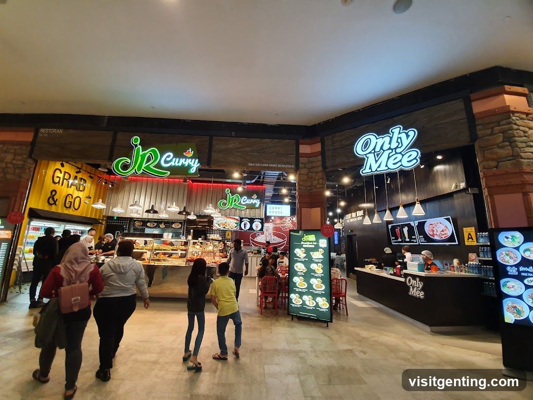 Food court interior with multiple eateries