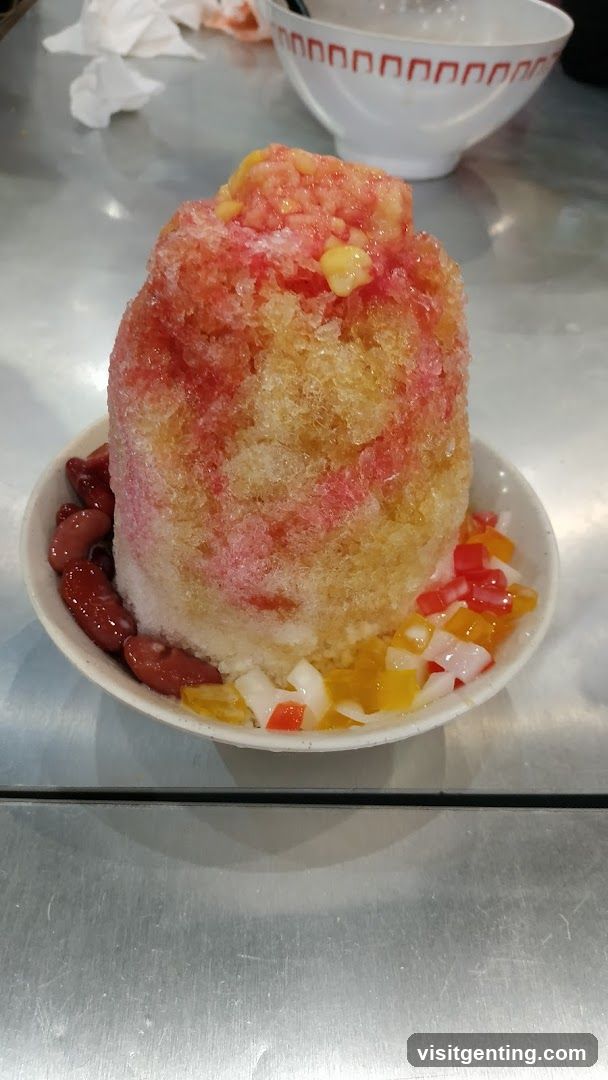 Serving of shaved ice dessert