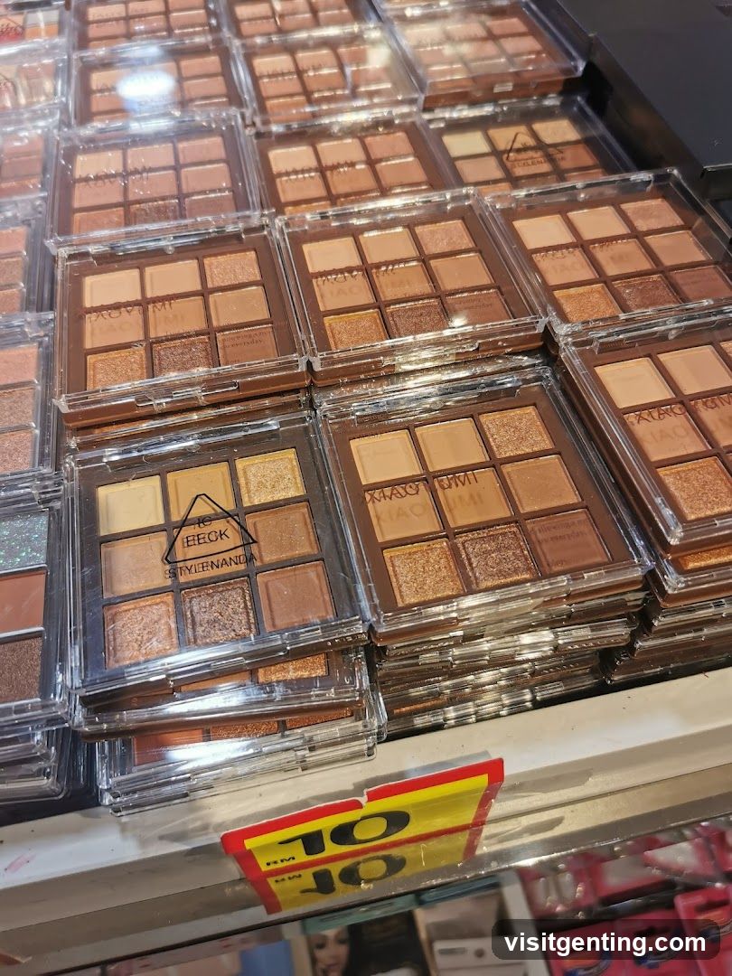 Eyeshadow Palettes on Display Shelf
