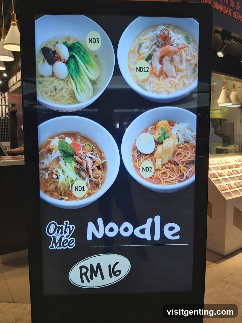 Only Mee Noodle Menu