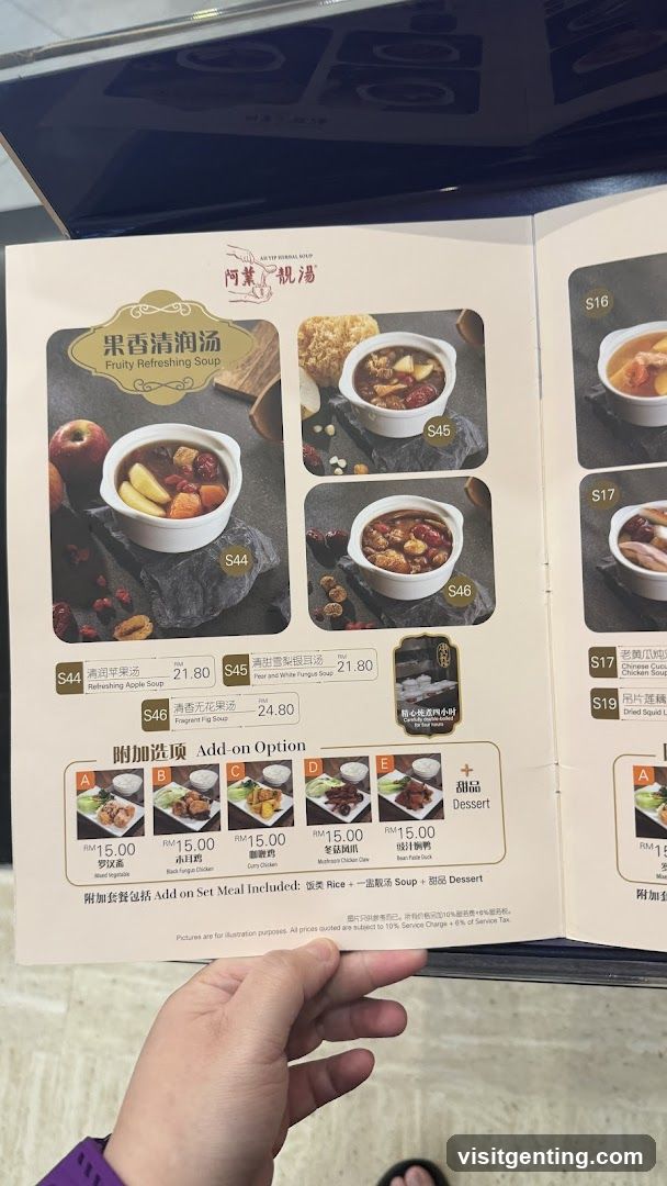 Ar Yip Formal Soup Menu Page