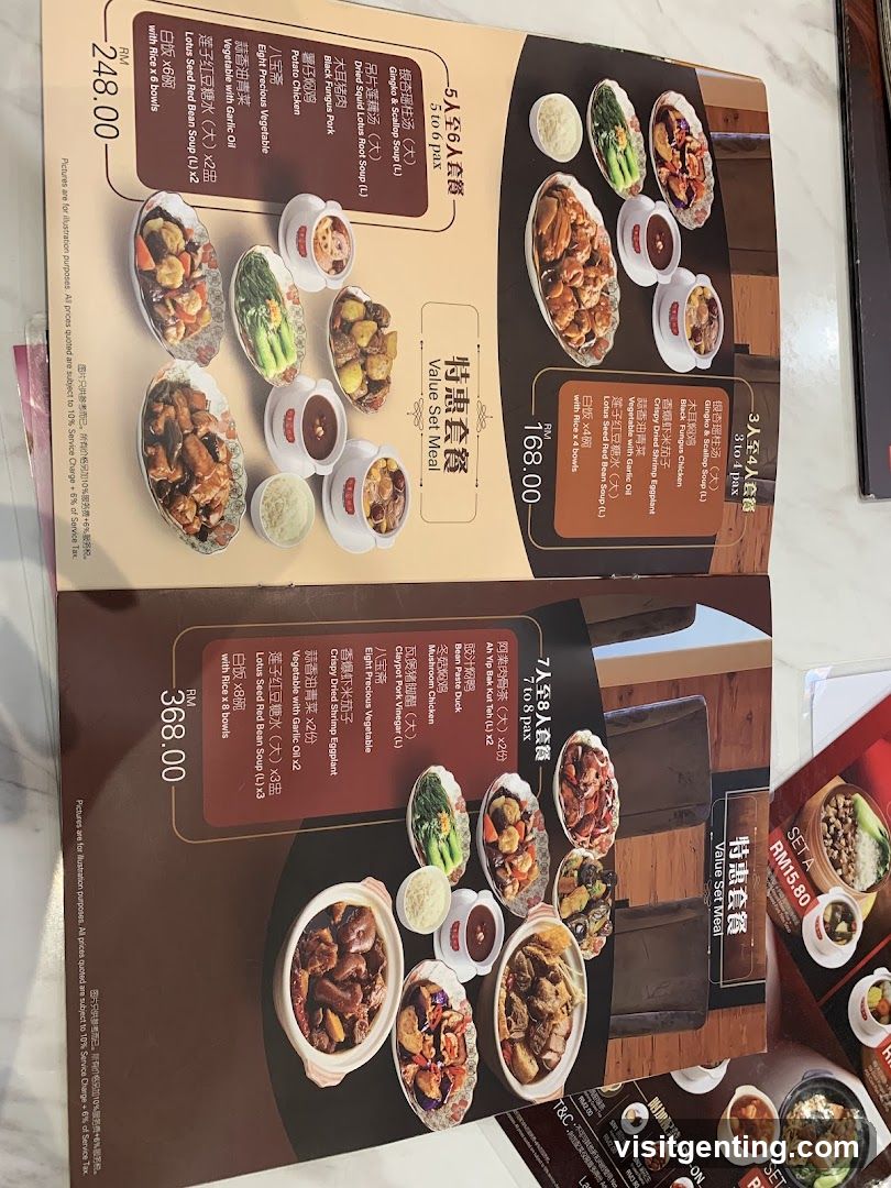 Restaurant Menu with Value Set Meals