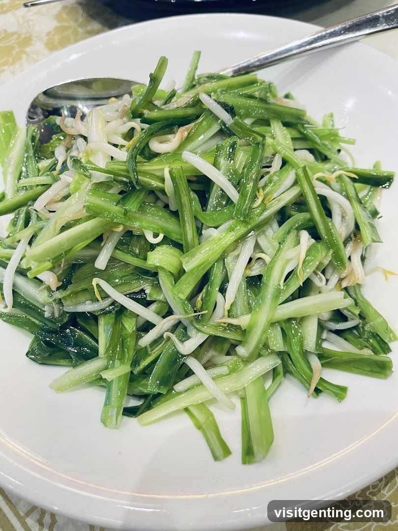 Stir-fried greens with bean sprouts