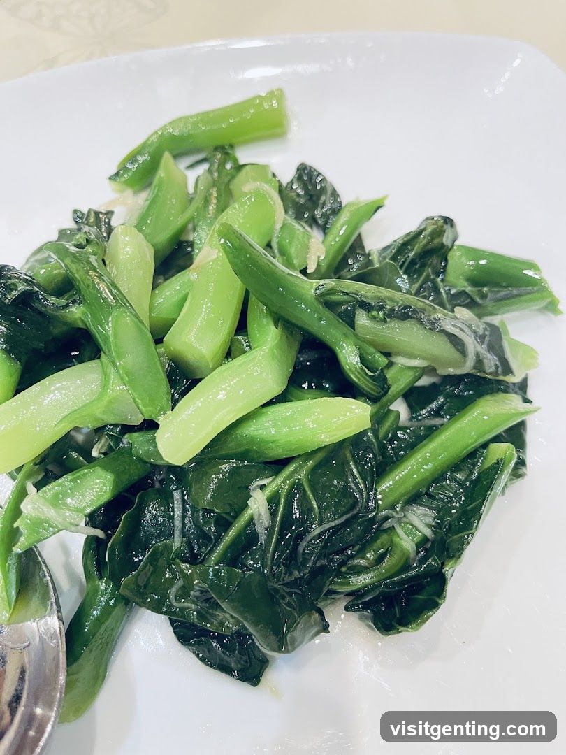 Stir-fried greens on plate