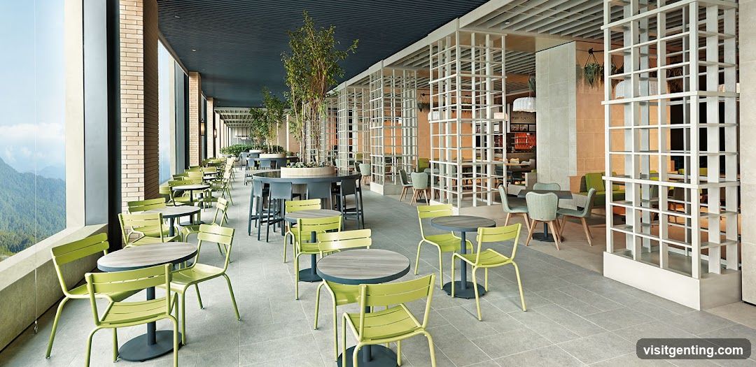 Restaurant Interior with Mountain View