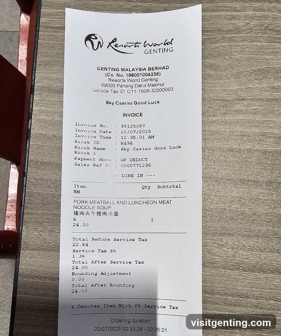 Resort World Genting Invoice