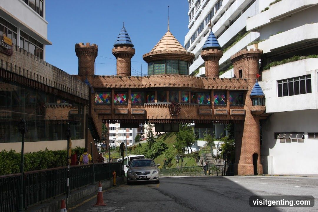 Castle-like bridge structure in urban setting