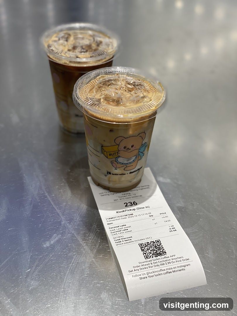 Coffee Drinks and Receipt on Metal Surface