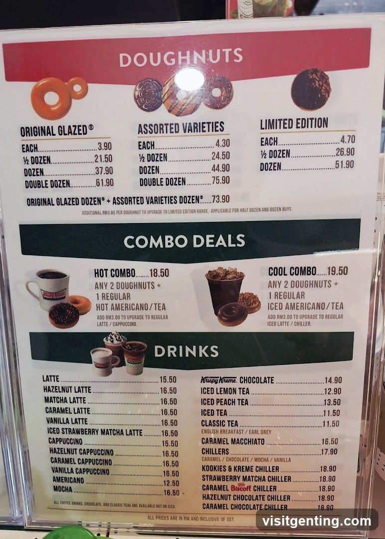 Krispy Kreme Doughnut Menu