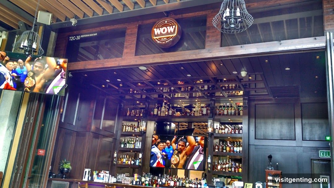 Interior of a bar with wooden decor