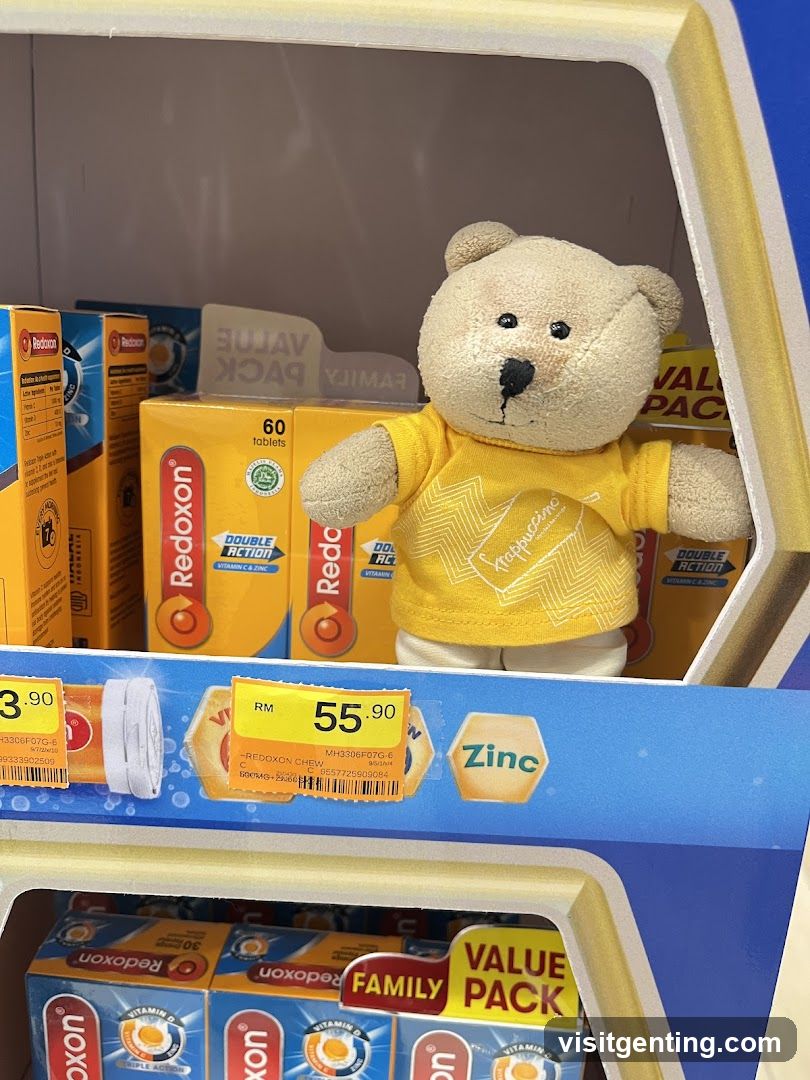 Store Display with Medication and Teddy Bear
