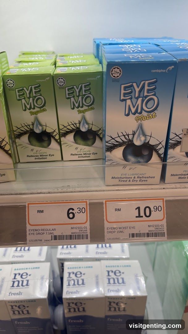 Eye care products on shelf