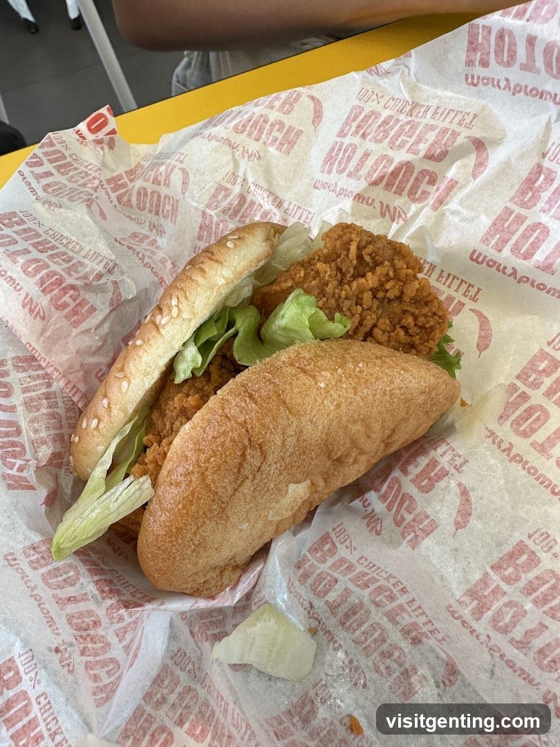 Chicken Sandwich on Paper Wrapper
