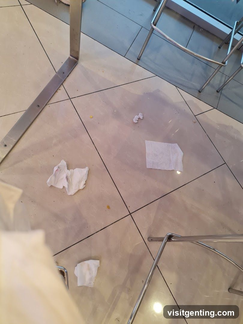 Floor Area with Discarded Paper Towels