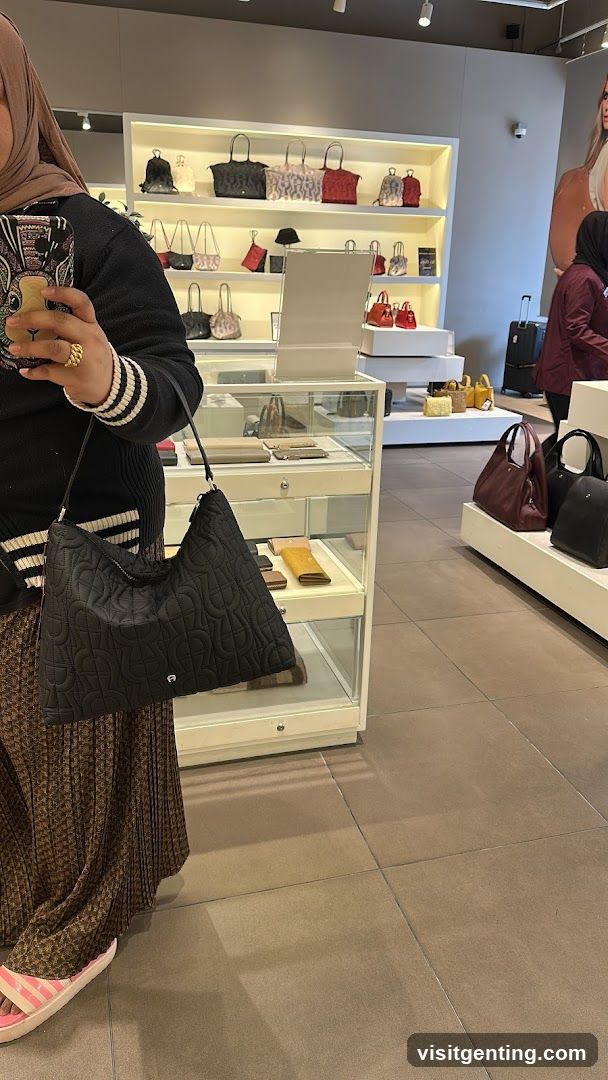Interior of a luxury handbag store