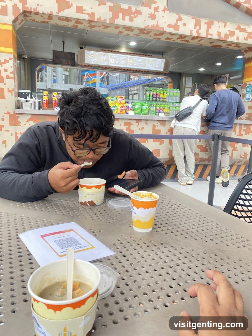 People eating at a food stall