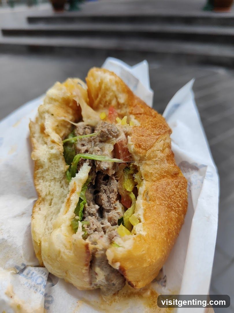 Burger on paper wrapper