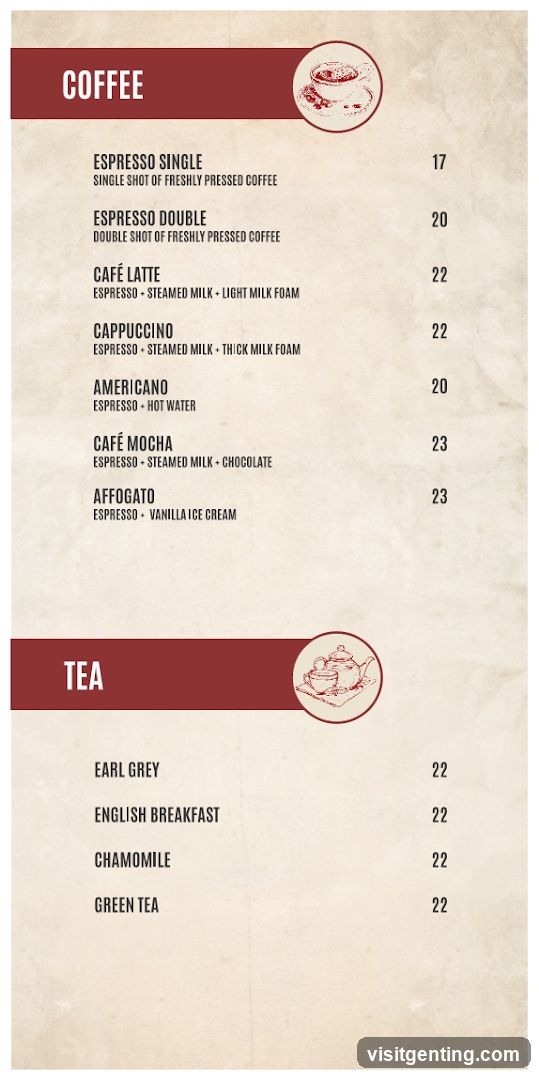 Coffee and Tea Menu