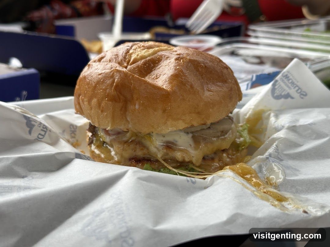 Burger on paper wrapper