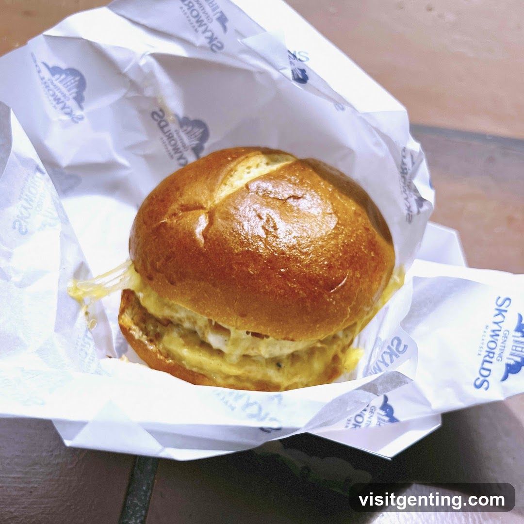 Burger in branded paper wrapper