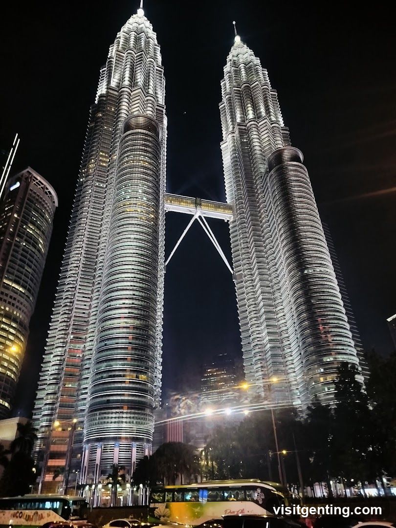 Nighttime view of Petronas Twin Towers