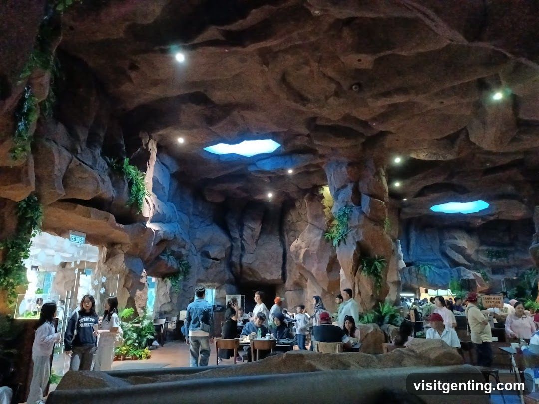Cave-themed indoor dining area