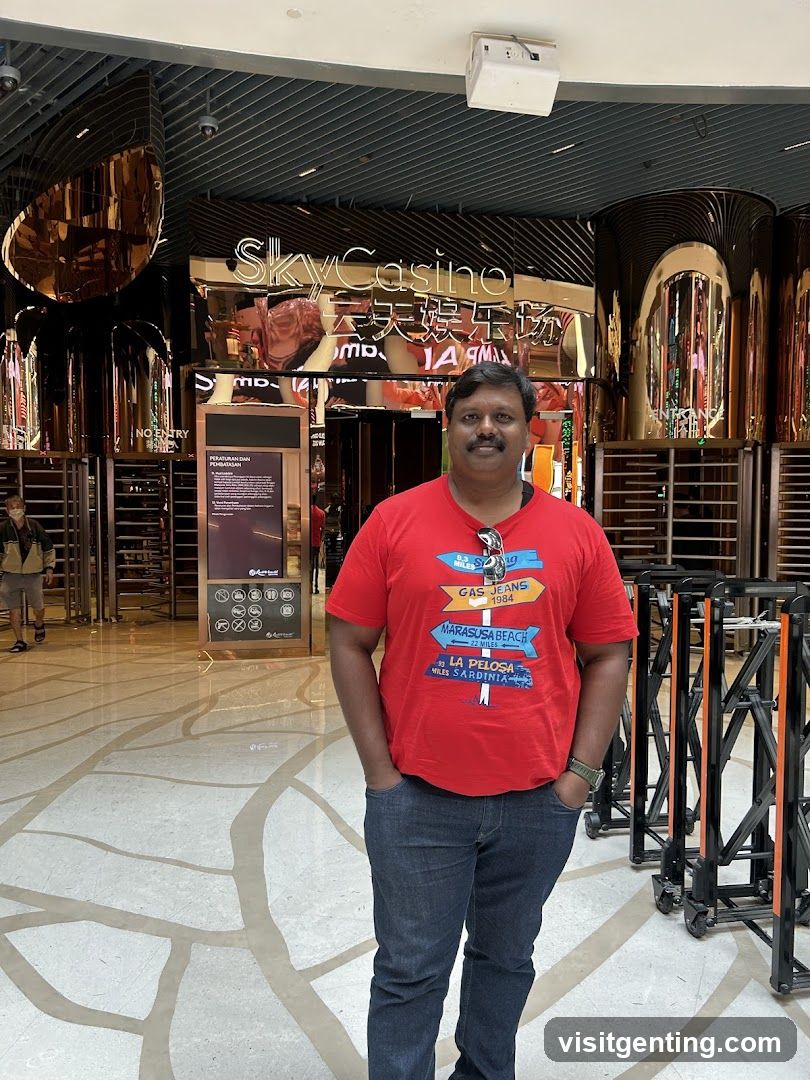 Man standing in front of SkyCasino entrance
