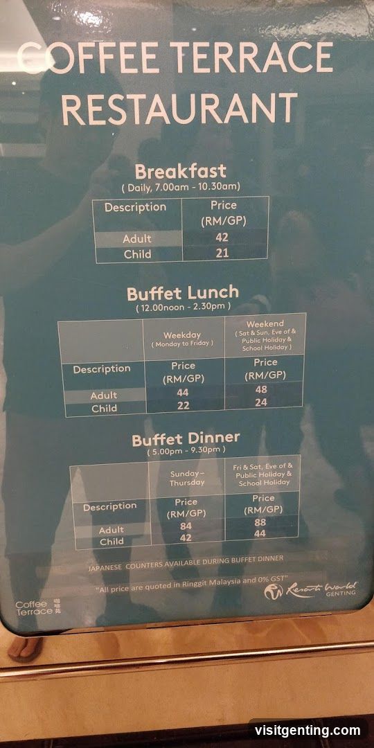 Coffee Terrace Restaurant Menu