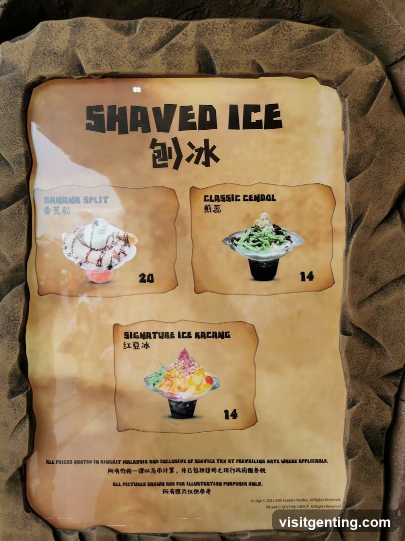 Shaved Ice Menu