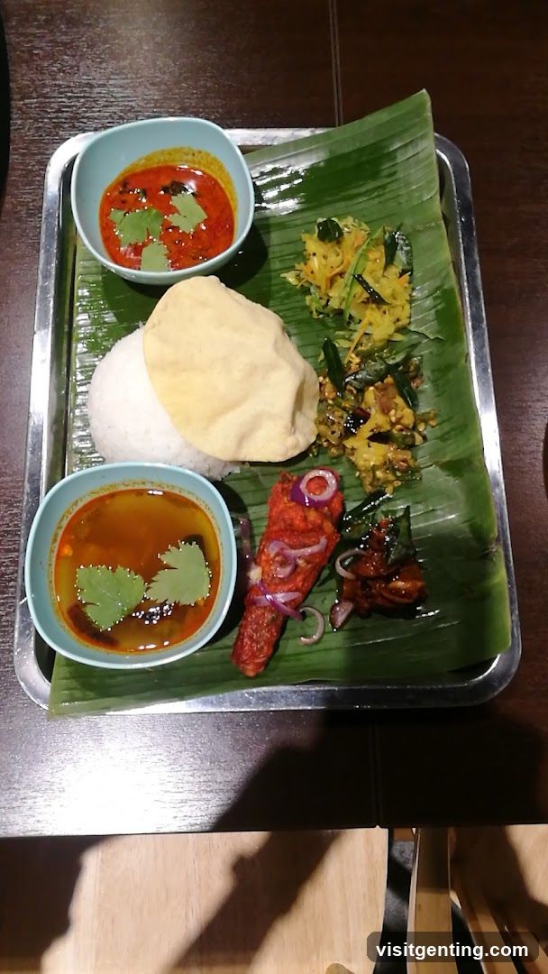 Food served on banana leaf