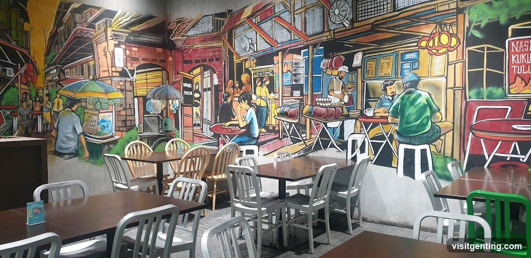 Restaurant Interior with Street Art Wall