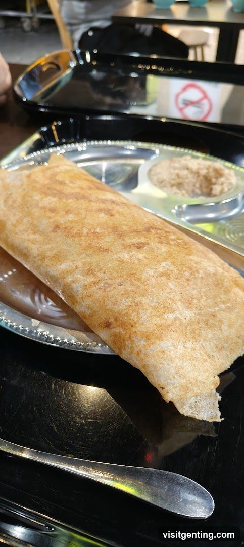 Food served in restaurant interior
