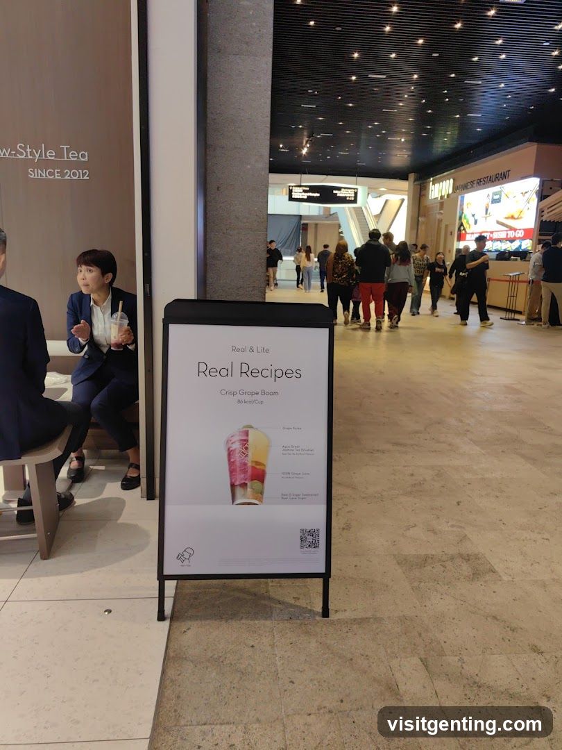 Interior of shopping mall with beverage stand