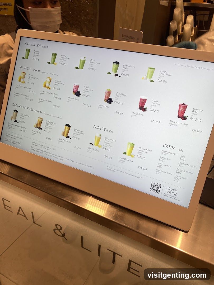 Matcha Zen Menu Display