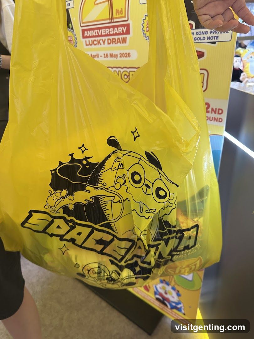 Yellow Shopping Bag with Space Dino Design