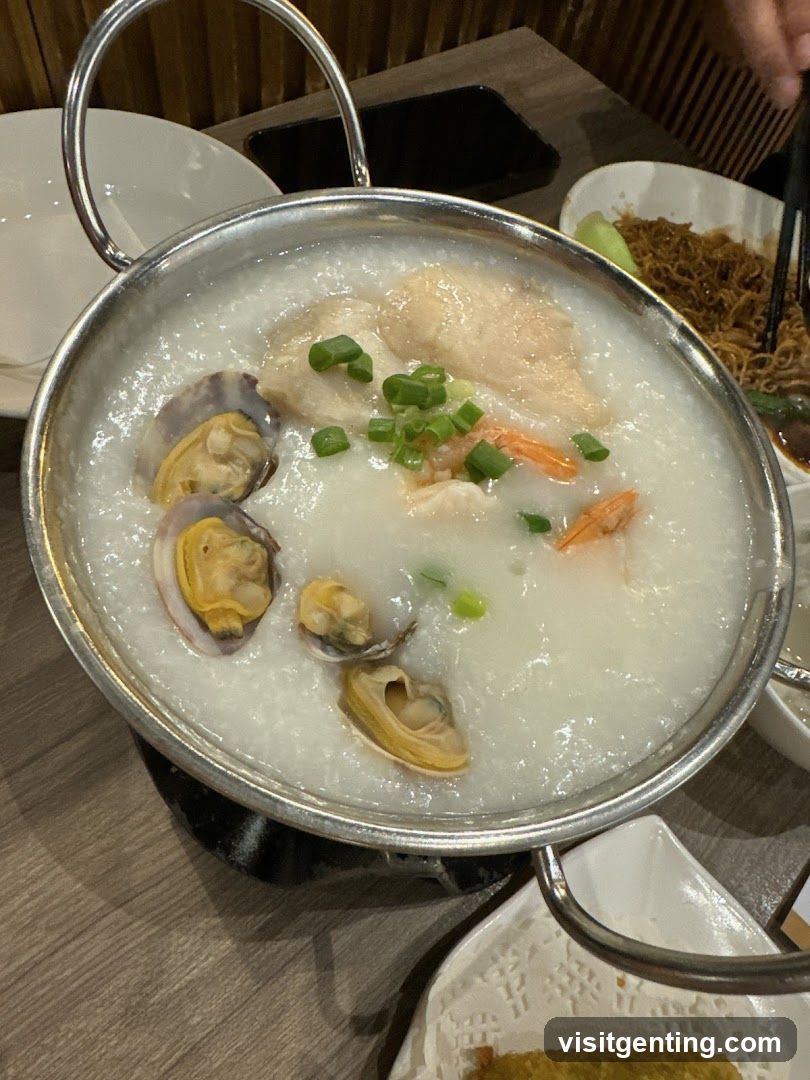 Seafood Congee in Metal Pot