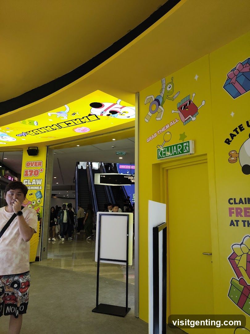 Yellow-themed claw machine entrance