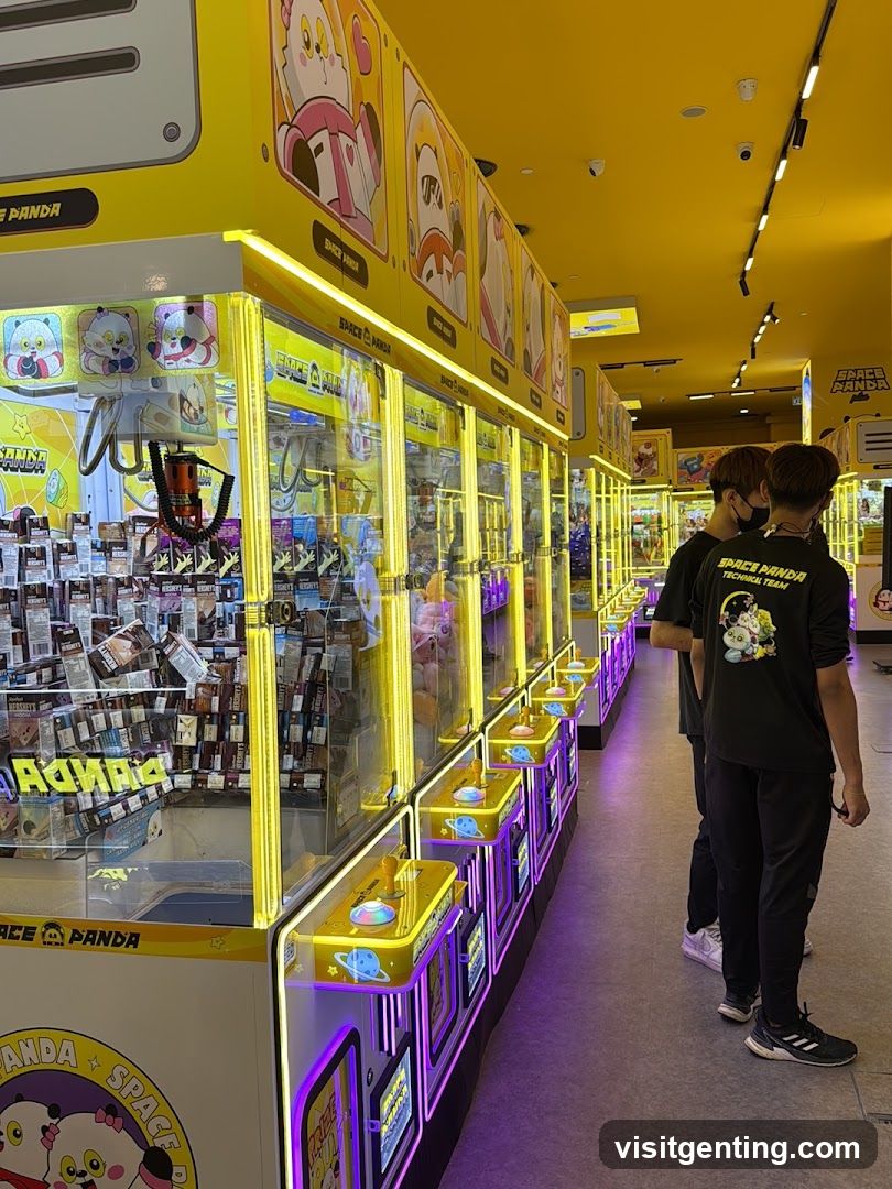 Inside a claw machine arcade