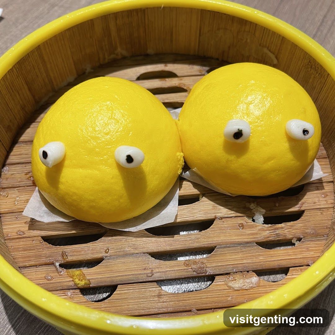 Yellow Steamed Buns in Bamboo Steamer