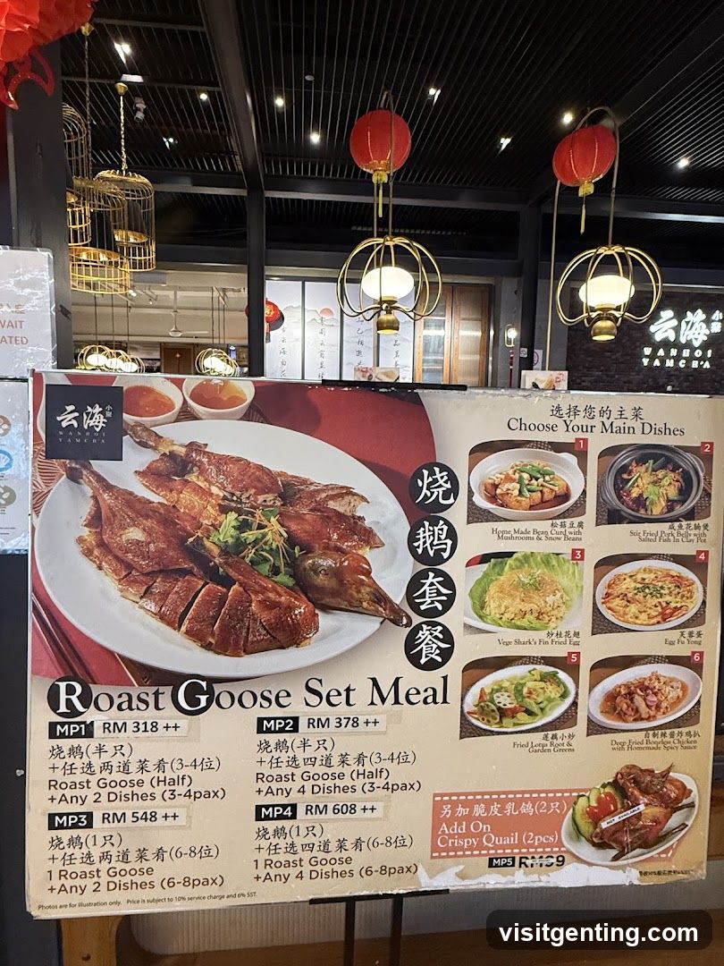 Roast Goose Set Meal Menu