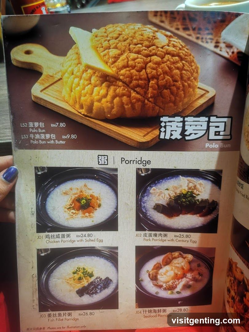 Polo Bun and Porridge Menu